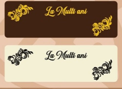 Decoratiuni din ciocolata - La multi ani - text auriu - cutie 190 buc