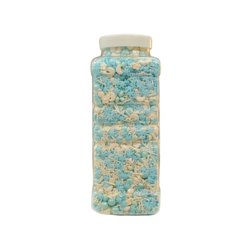 Sprinkles mix Alb/Albastru - Dr Gusto - 1 kg Decor festiv pentru botez, aniversări și sărbători de iarnă