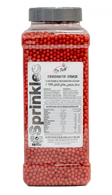 Dr. Gusto, Perle din zahar 4 mm - ROSU - Dr Gusto - 1 kg, tomvalk.ro