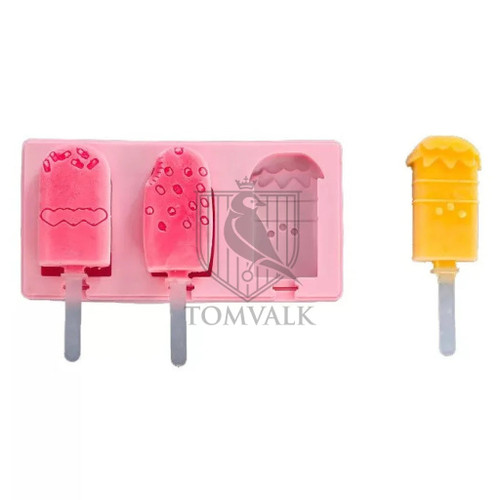 Forma de silicon pentru inghetata cu 3 cavitati diferite