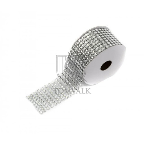 Banda cu model strass - Argintiu - 4 cm / 3 m