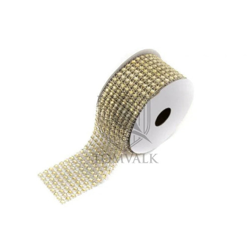 Banda cu model strass - Auriu - 4 cm / 3 m, 1, tomvalk.ro
