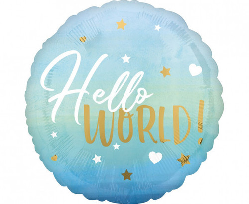 Balon folie 45 cm - Hello world, albastru