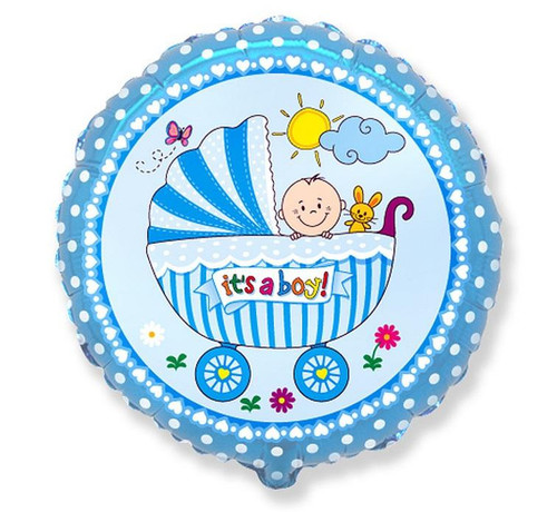 Balon folie 45 cm - Carucior rotund Its a boy