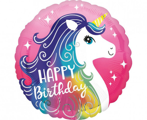 Balon folie 43 cm - Unicorn Happy Birthday