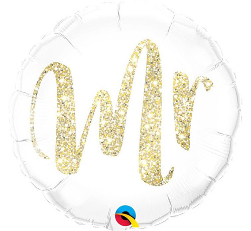 Balon folie 45 cm - Rotund Mr, alb-auriu
