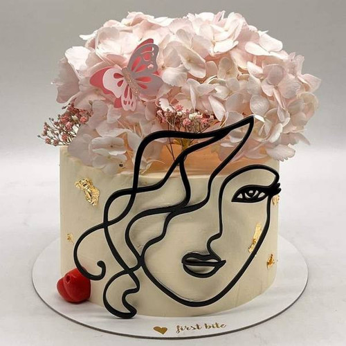 Cake toppers, Topper lateral tort – Woman Face Silhouette I – 13 cm, tomvalk.ro
