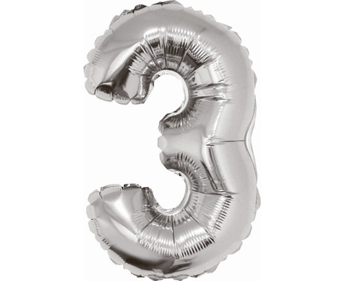 Balon folie 35 cm - Cifra 3, Argintiu