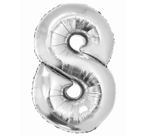 Balon Folie 92 cm - Cifra 8, Argintiu