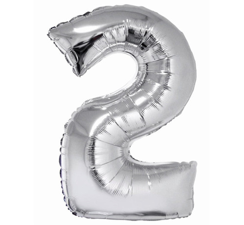 Balon Folie 92 cm - Cifra 2, Argintiu