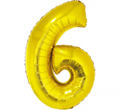 Balon Folie 92 cm - Cifra 6, Auriu