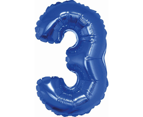Balon folie 35 cm - Cifra 3, Albastru