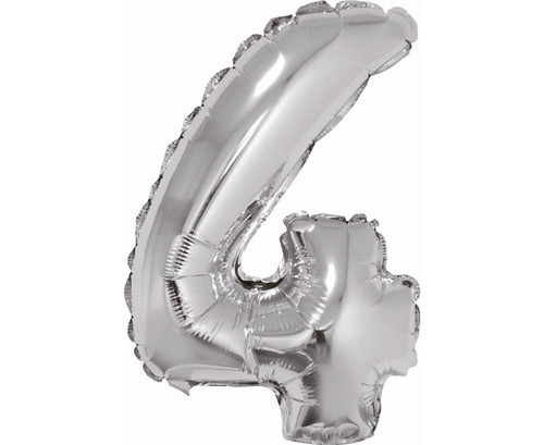 Balon folie 35cm - Cifra 4, argintiu