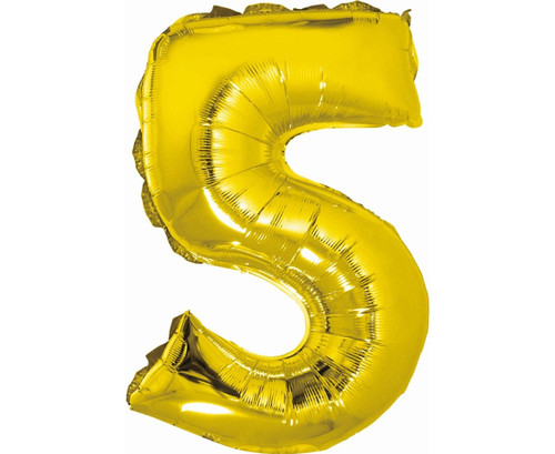 Balon folie 35 cm - Cifra 5, Auriu