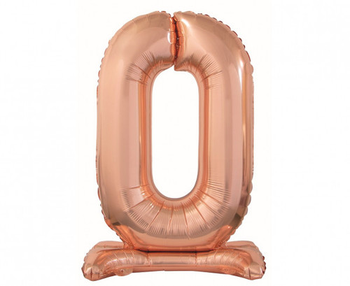Balon folie decorativ 74 cm - cifra 0, rosegold