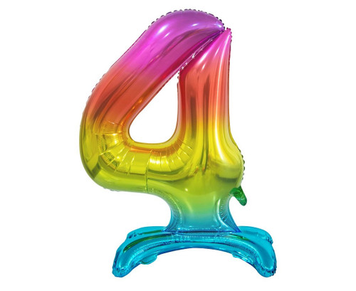 Balon folie decorativ 74 cm - cifra 4, curcubeu