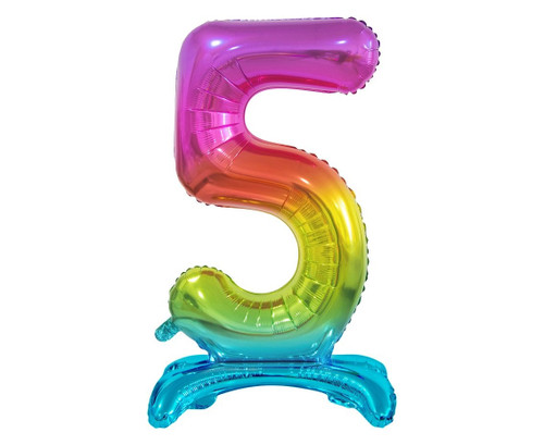 Balon folie decorativ 74 cm - cifra 5, curcubeu