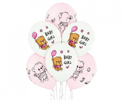 Set 6 baloane latex 30 cm - Baby girl Cute Teddy