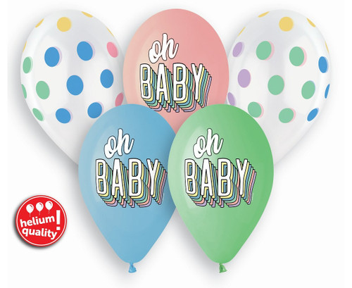 Set 5 baloane latex 33 cm Oh baby dots