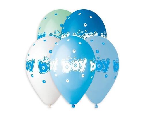 Set 5 baloane latex 33 cm - Its a boy, diferite culori