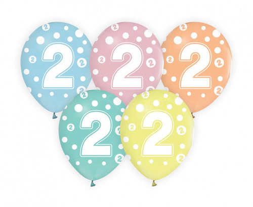 Set 5 baloane latex 30 cm - cifra 2