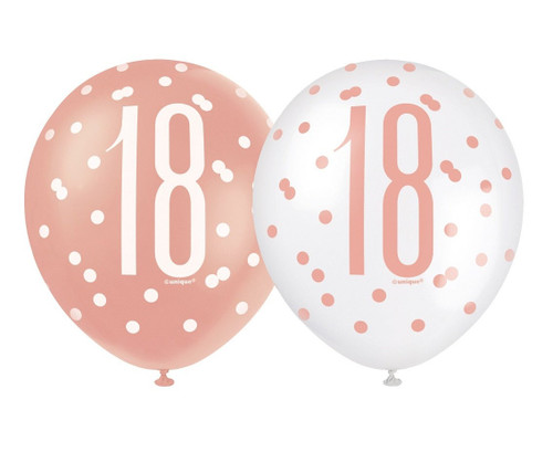 Set 6 baloane latex 30 cm - 18, rosegold