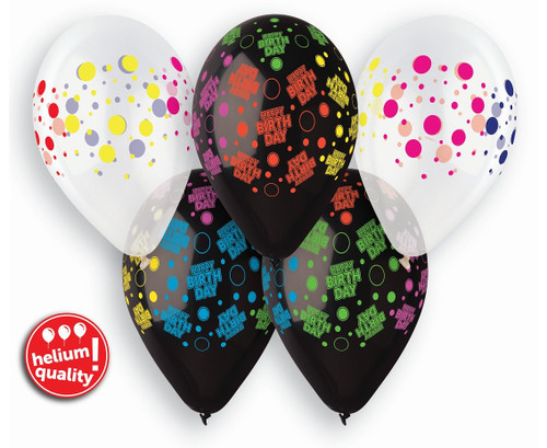 Set 5 baloane latex 33 cm - Birthday dots
