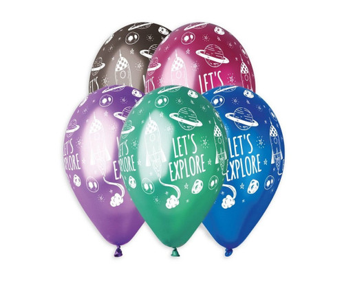 Set 5 baloane latex 33 cm - Lets explore, diferite culori