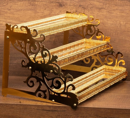 Suport 3 etaje decor candybar - MO330G - Auriu