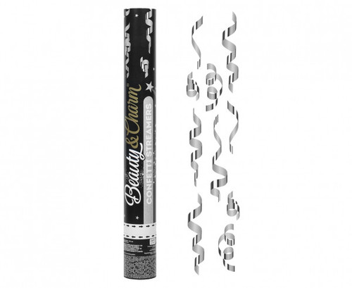 Tun confetti 40 cm STREAMERS - Argintiu