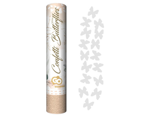 Tun confetti 30 cm fluturi albi