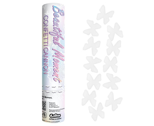 Tun confetti 20 cm - Fluturi albi