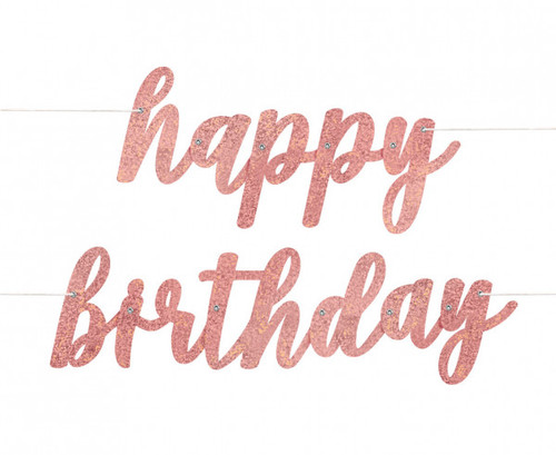 Banner Happy Birthday  glitter rosegold