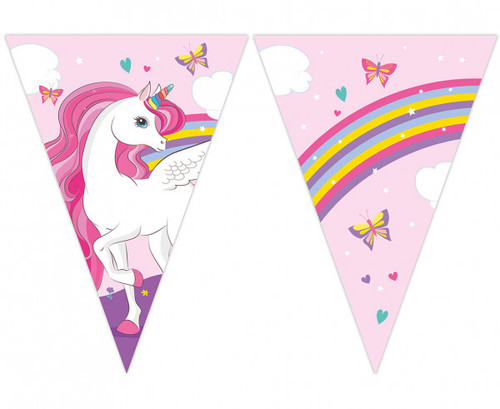 Banner stegulete curcubeu Unicorn - 230 cm