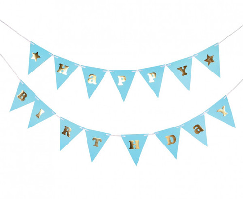 Banner Happy Birthday  albastru - 300 cm