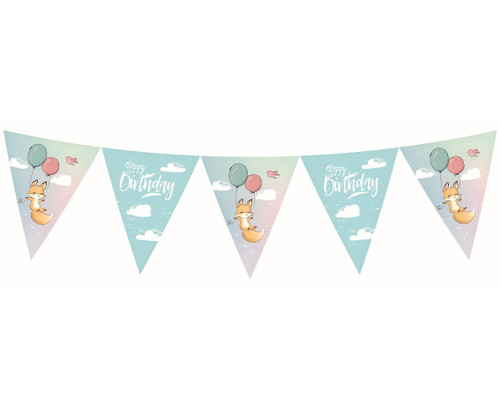 Banner stegulete Happy Birthday Fox - 326 cm, 11 stegulete