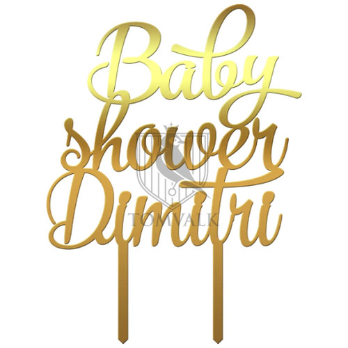 Tomvalk, Topper tort personalizat „Baby Shower” cu nume, tomvalk.ro