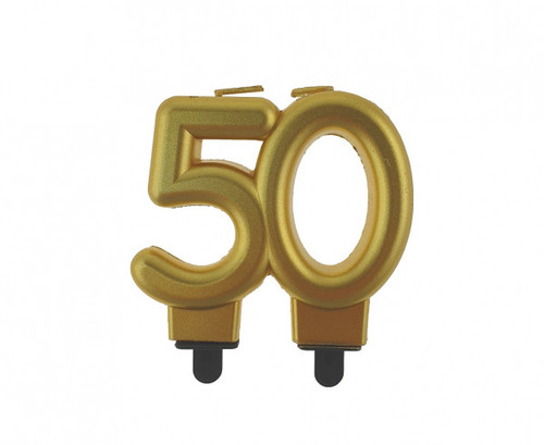 Lumanare tort cifra 50, auriu