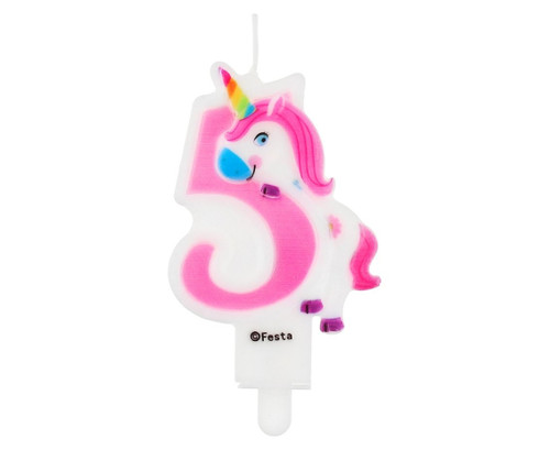 Lumanare tort cifra 5, unicorn