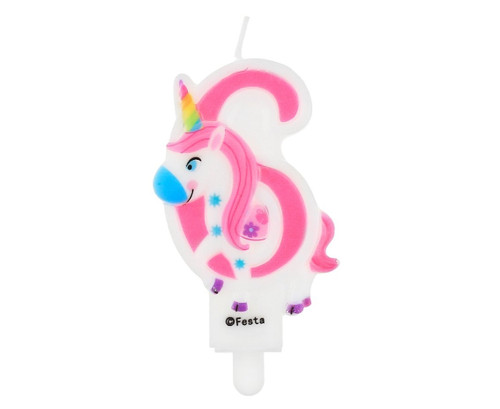 Lumanare tort cifra 6, unicorn