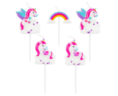Set 5 lumanari tort - Unicorn