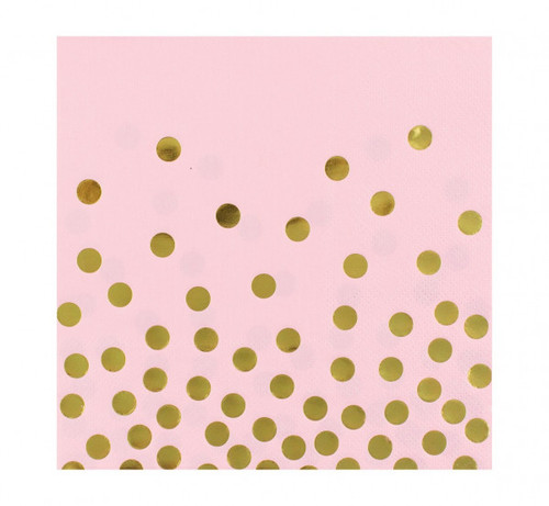 Set 12 servetele Gold dots roz
