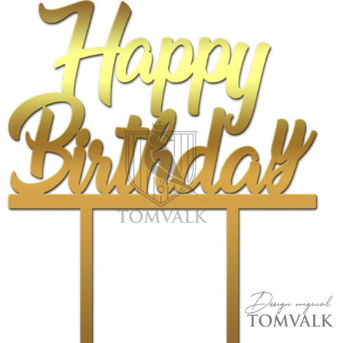 Topper tort Happy Birthday HBD-P10 cu design clasic – 13,5 cm