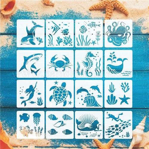 Pachet 16 Sabloane decorative tort, Ocean