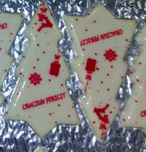 Decoratiuni din ciocolata - Bradut Craciun Fericit - cutie 320 buc