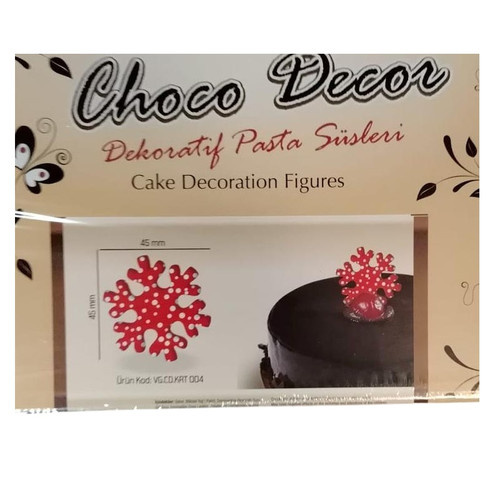 Decoratiuni din ciocolata - Fulg de nea rosu - cutie 192 buc