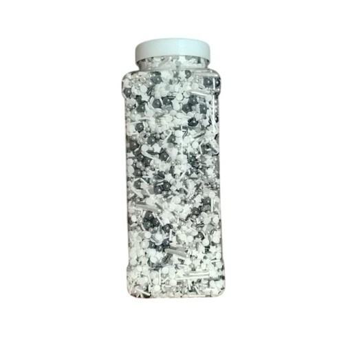 Sprinkles mix 82 alb/negru/argintiu - 1 kg