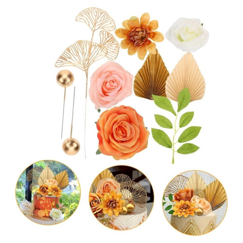 Flori Decorative pentru Tort  Set 10 Piese Galben