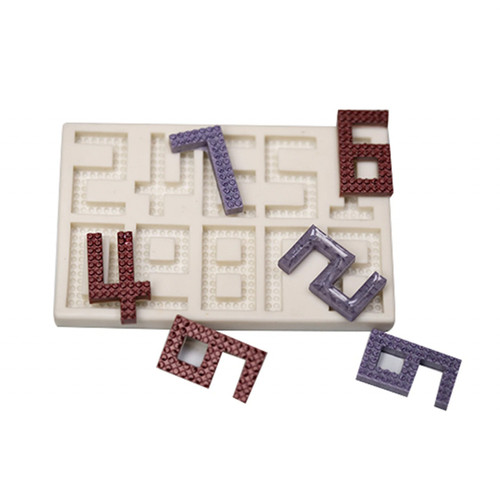 Mulaj din silicon cu cifre 0–9 texturate tip LEGO pentru decor