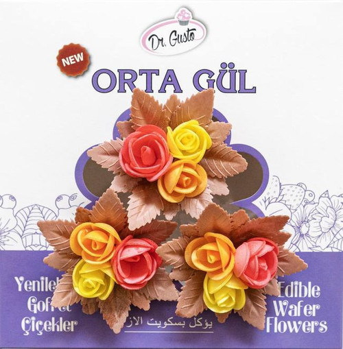 Pachet 10 buc. - Flori Decorative din Vafa Pentru Tort - Buchet trandafiri